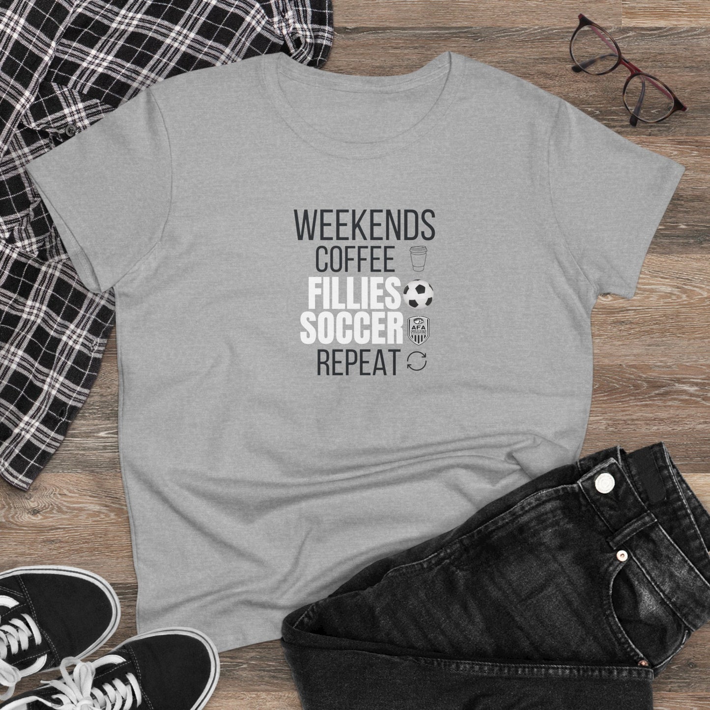 Weekends, Coffee, Fillies Soccer, Repeat Soccer Mom Tee
