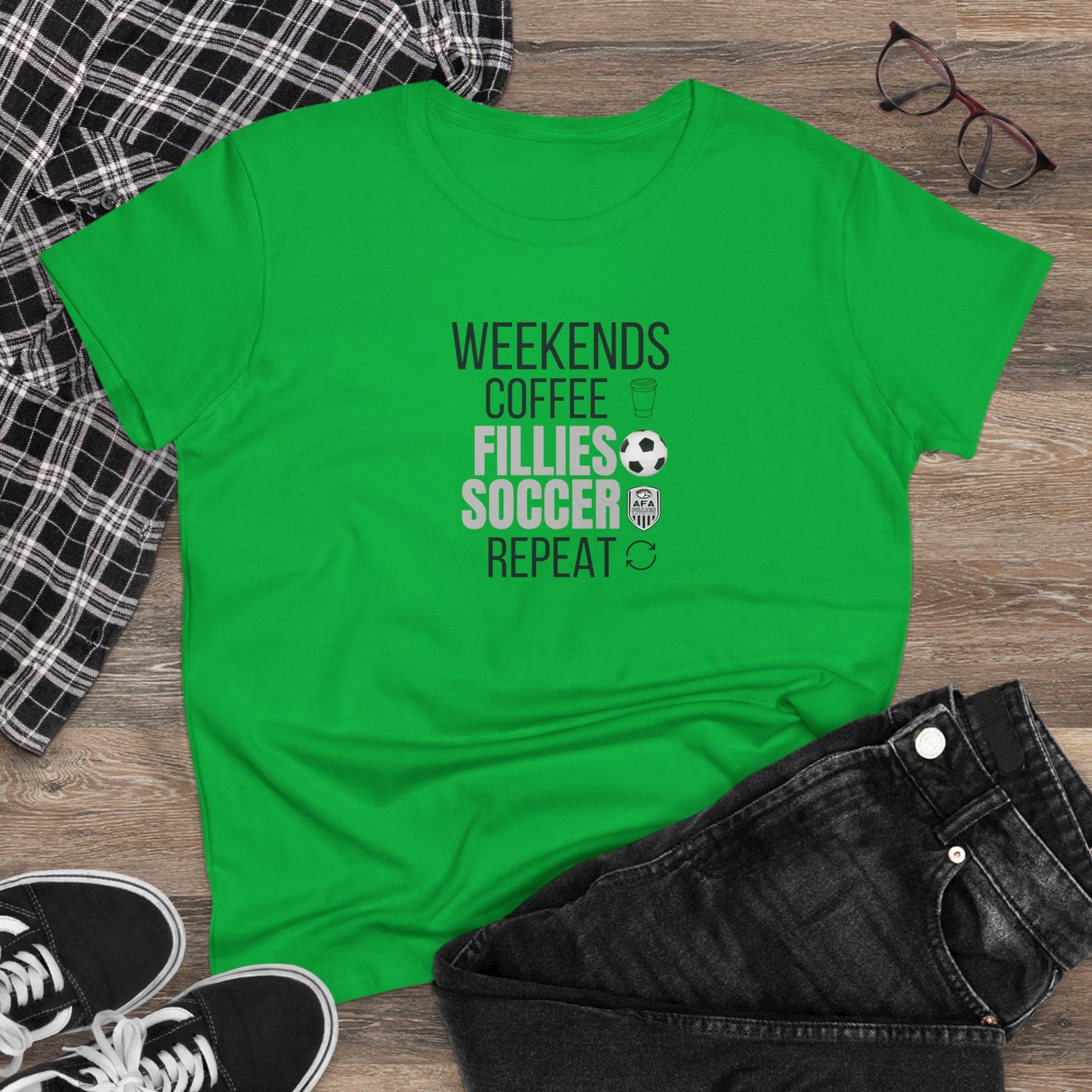 Weekends, Coffee, Fillies Soccer, Repeat Soccer Mom Tee