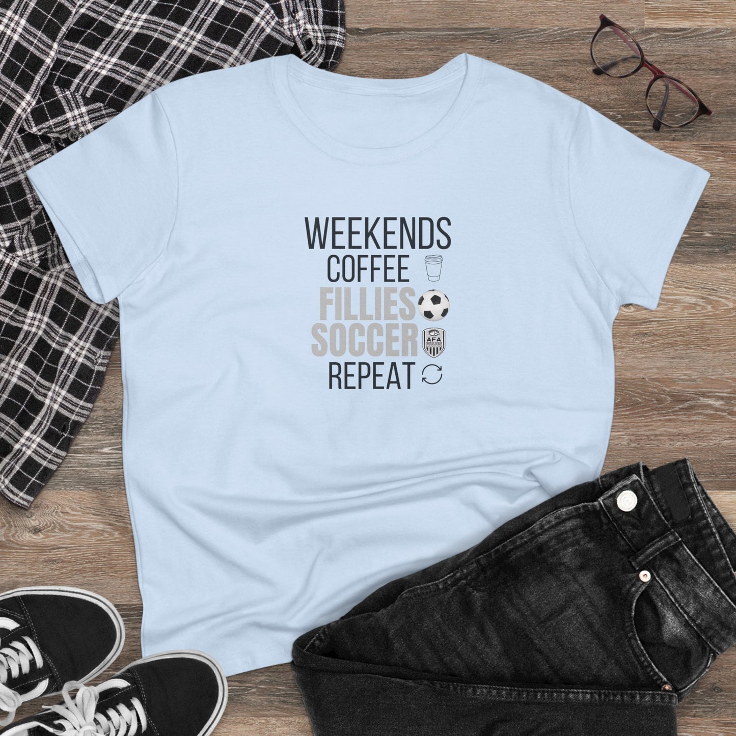 Weekends, Coffee, Fillies Soccer, Repeat Soccer Mom Tee