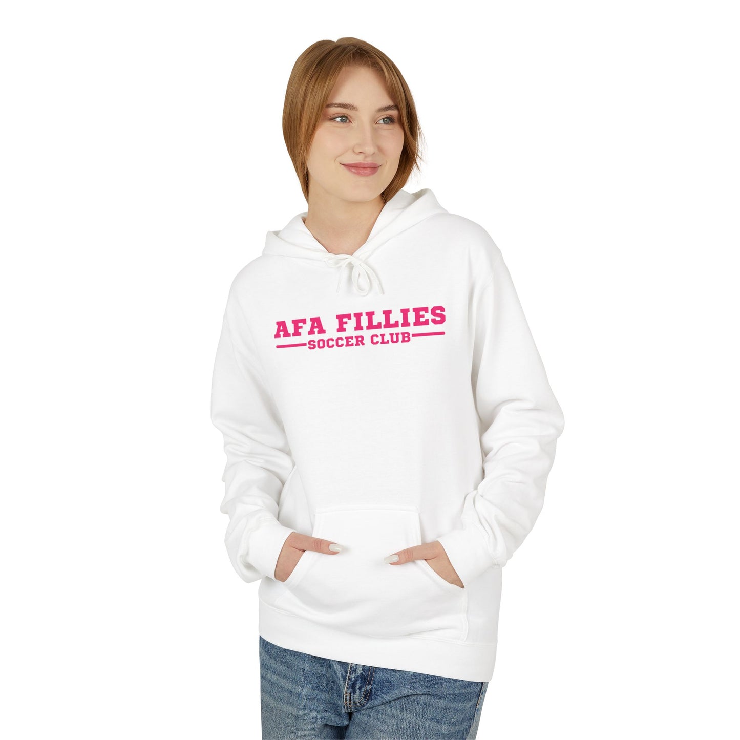 AFA Fillies Pink Logo Soccer Club Unisex Midweight Fleece Hoodie