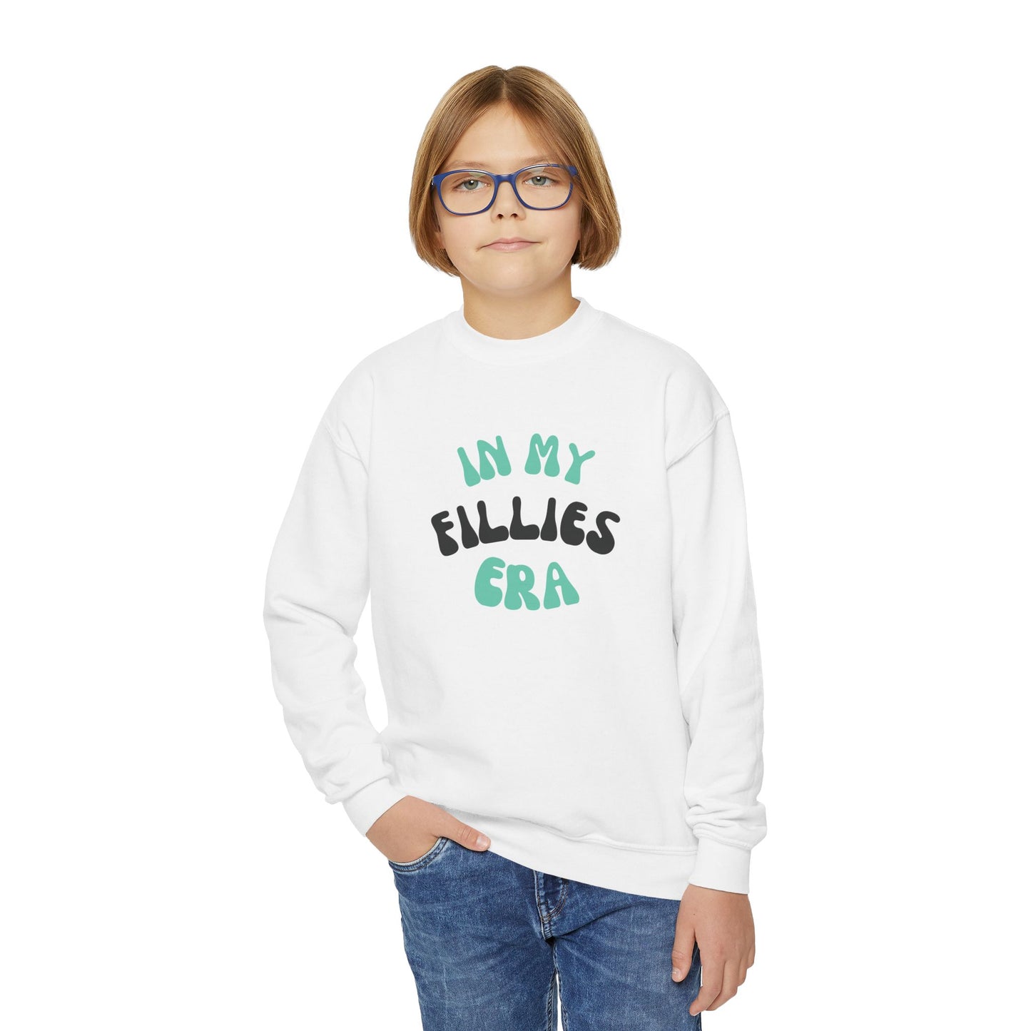 Light Green In My Fillies Era Youth Crewneck Sweatshirt