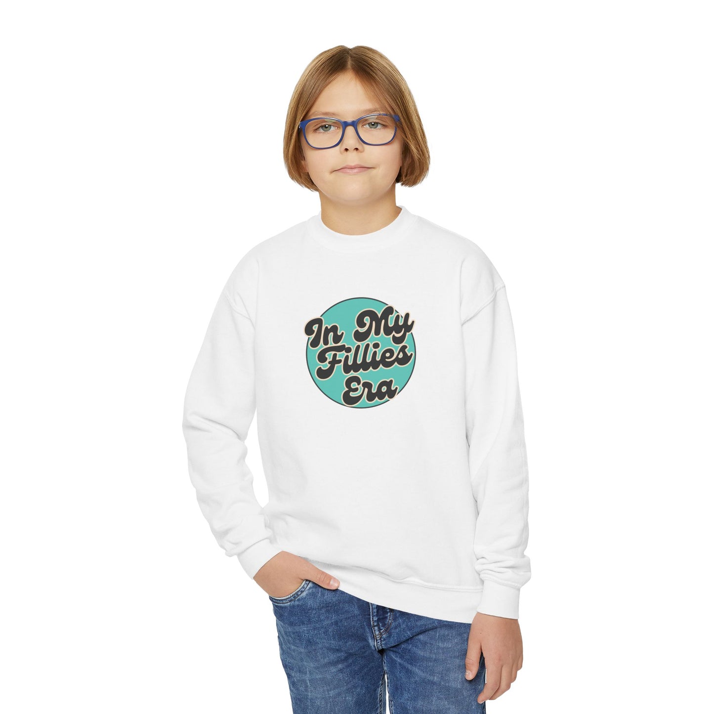 Light Green In My Fillies Era Youth Crewneck Sweatshirt