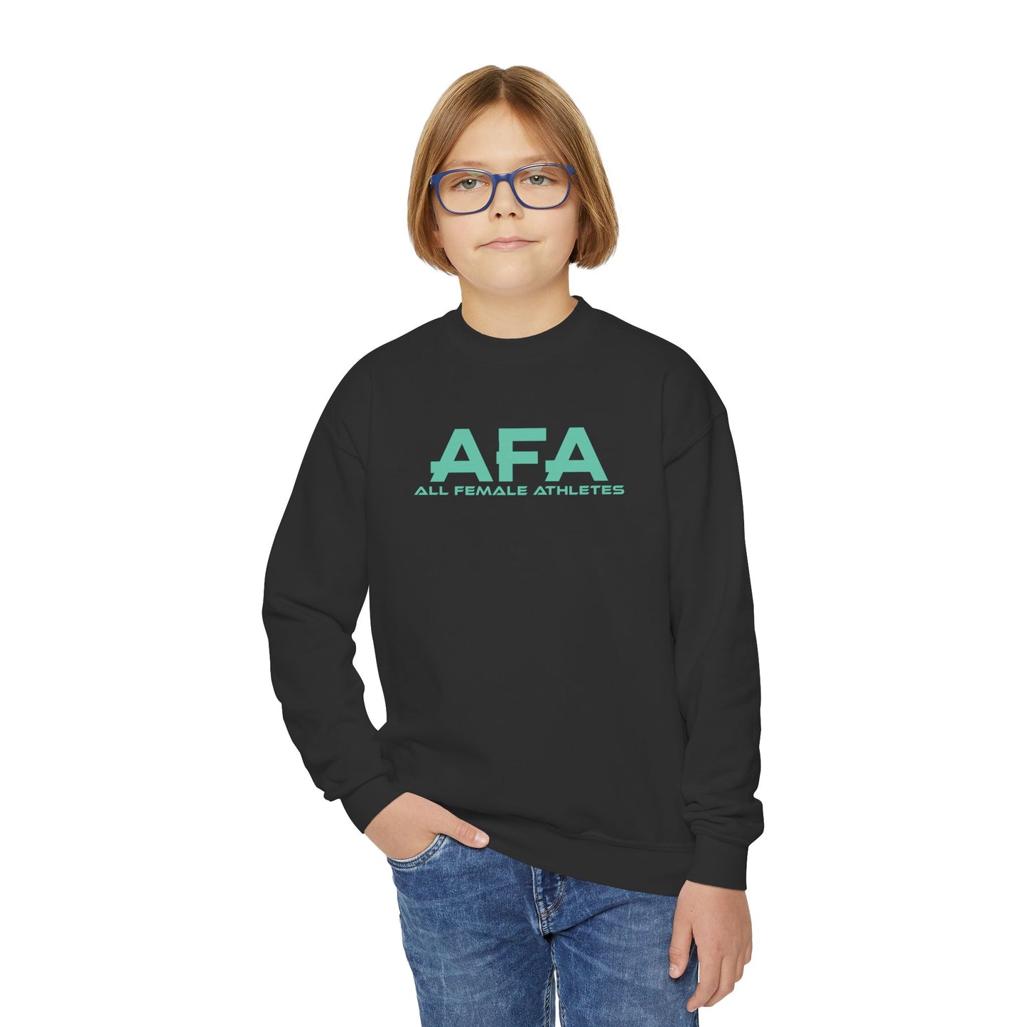 Light Green All Female Athletes Youth Crewneck Sweatshirt