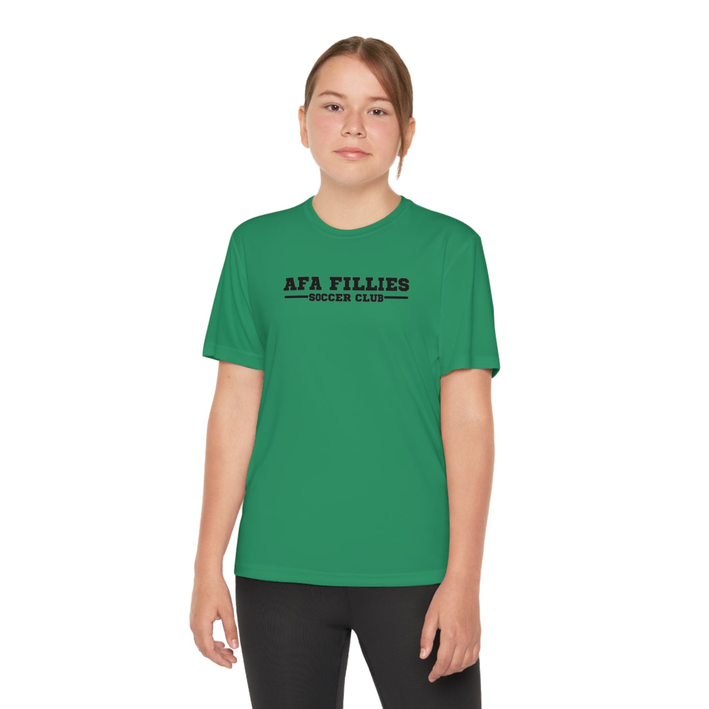 White AFA Fillies Youth Breathable PerformanceTee