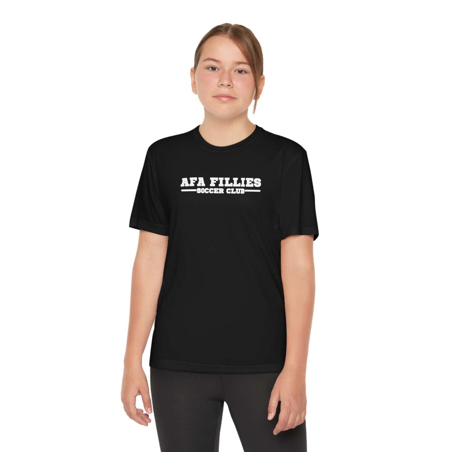 White AFA Fillies Youth Breathable PerformanceTee