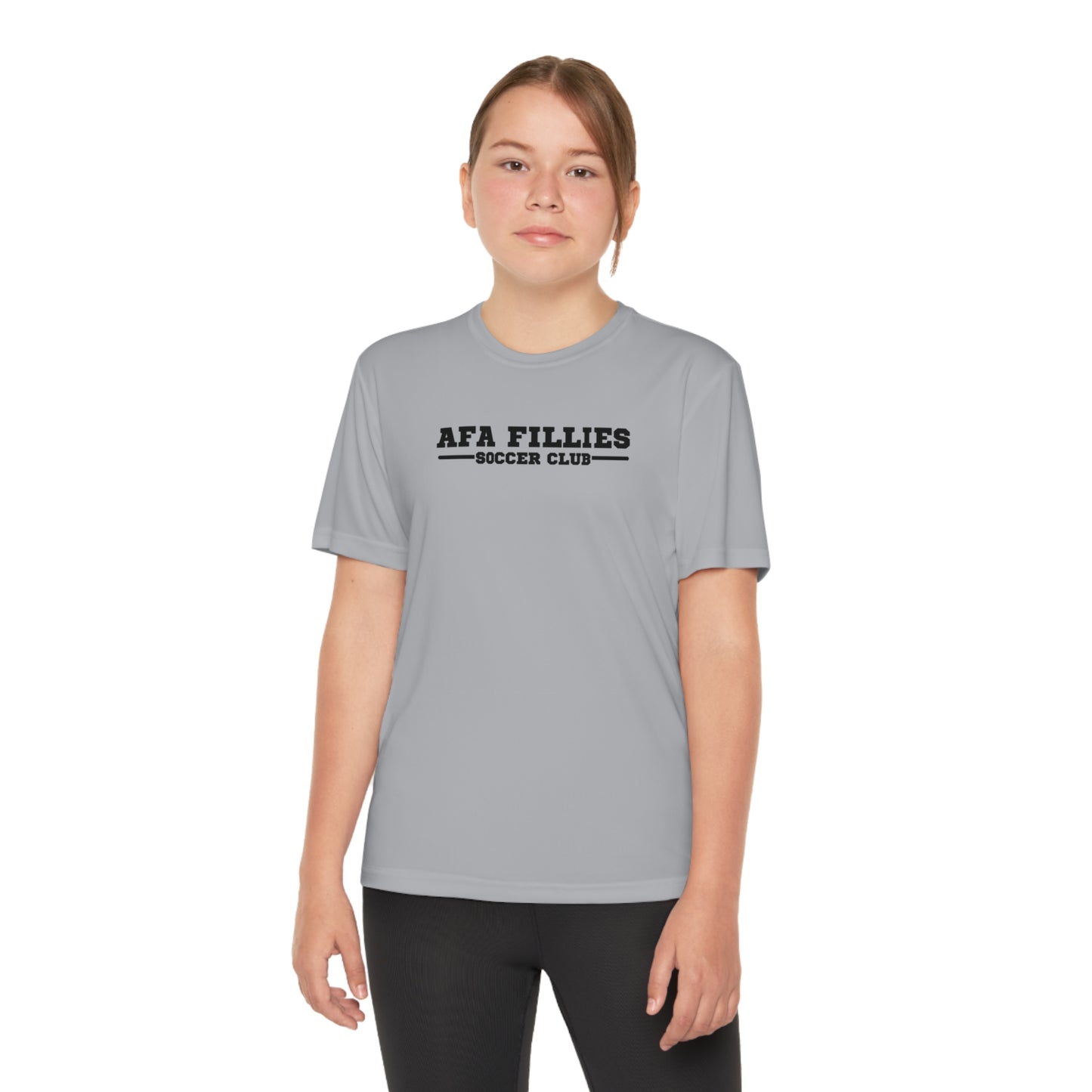 White AFA Fillies Youth Breathable PerformanceTee