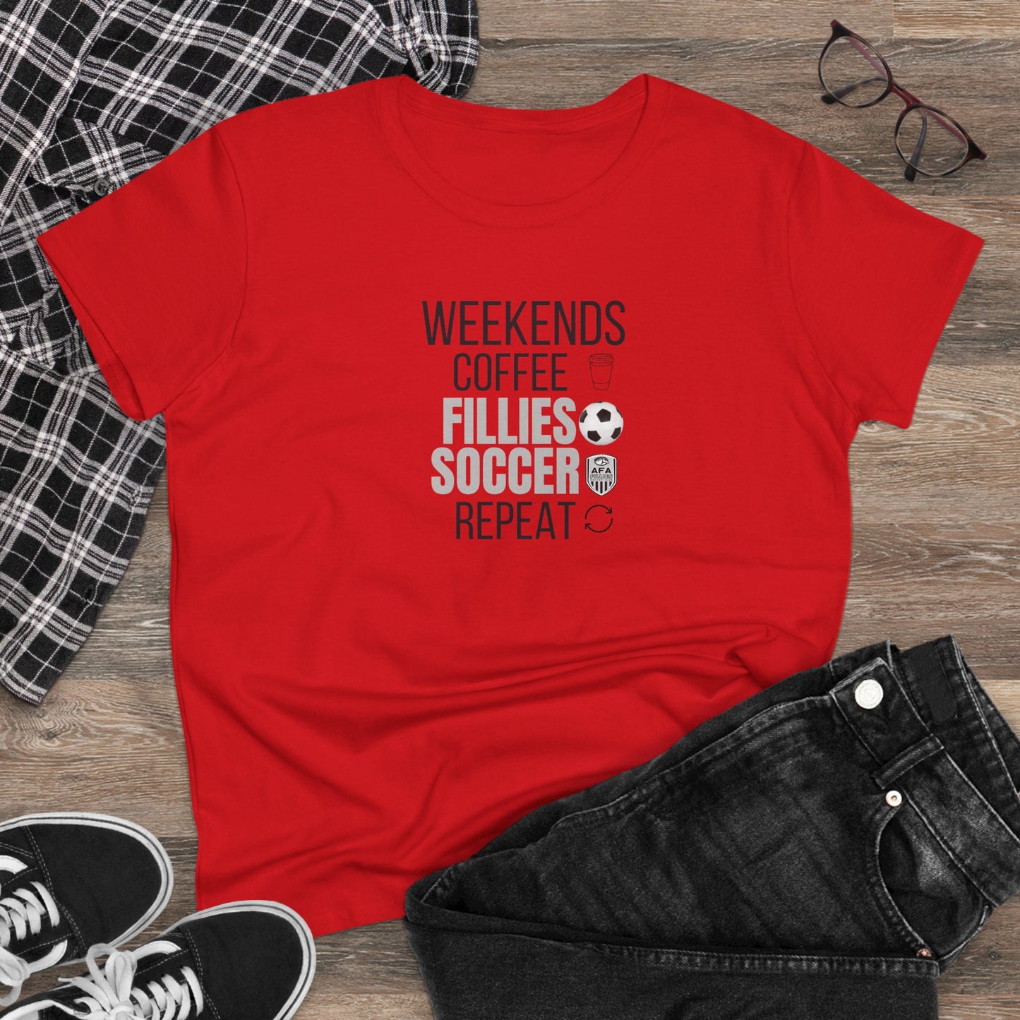 Weekends, Coffee, Fillies Soccer, Repeat Soccer Mom Tee