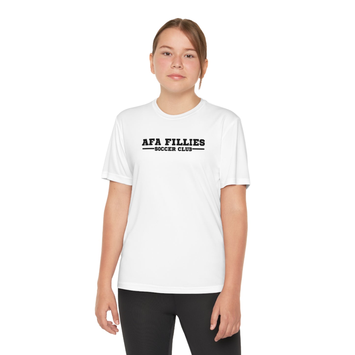 White AFA Fillies Youth Breathable PerformanceTee