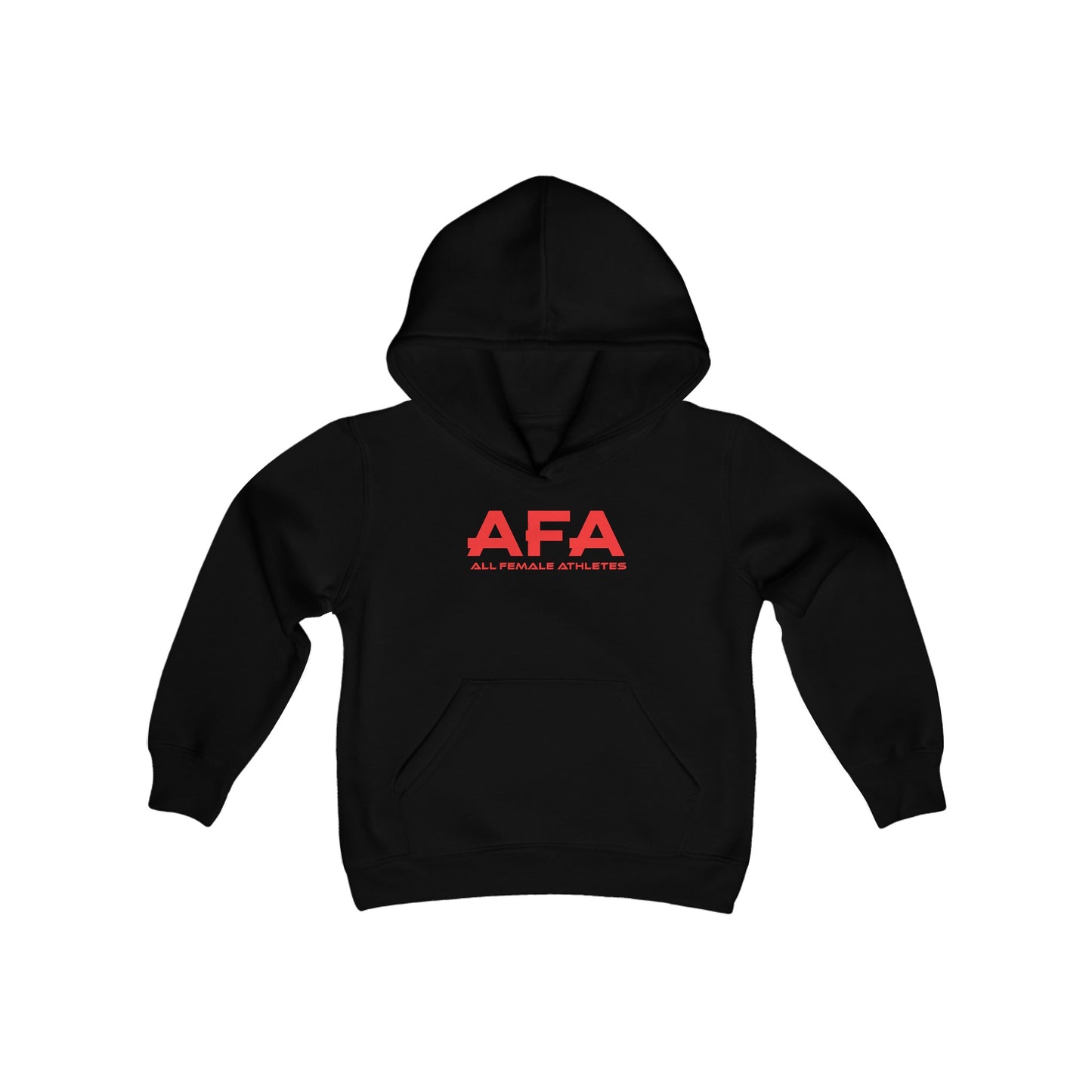 Red All Female Athletes Youth Heavy Blend Hooded Sweatshirt