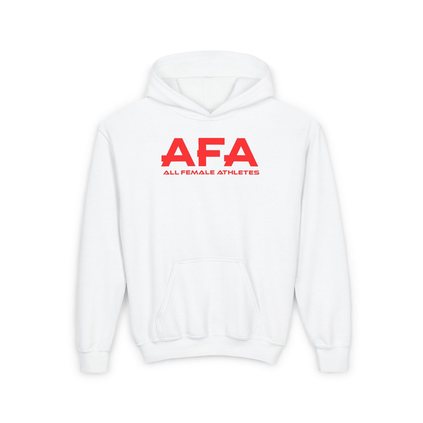 Red All Female Athletes Youth Heavy Blend Hooded Sweatshirt