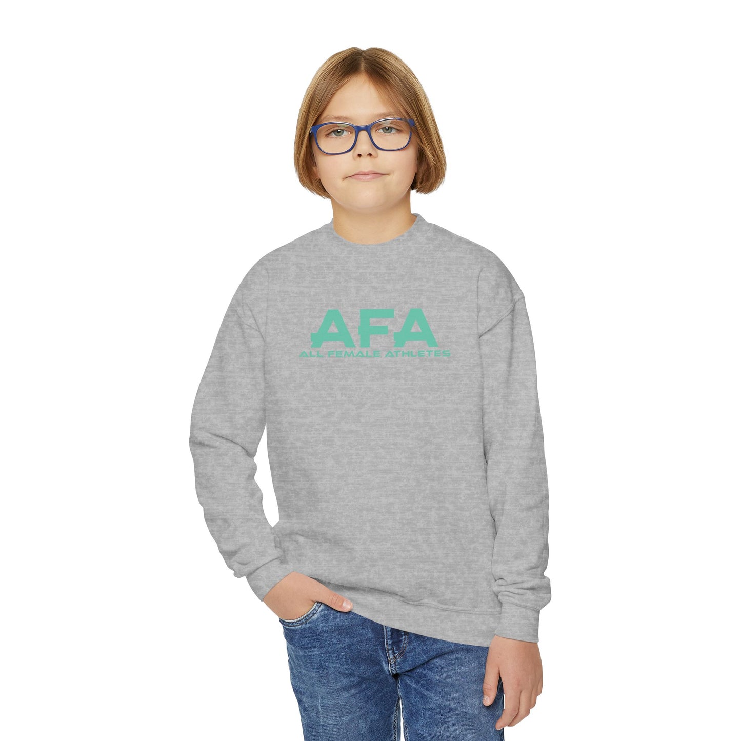 Light Green All Female Athletes Youth Crewneck Sweatshirt