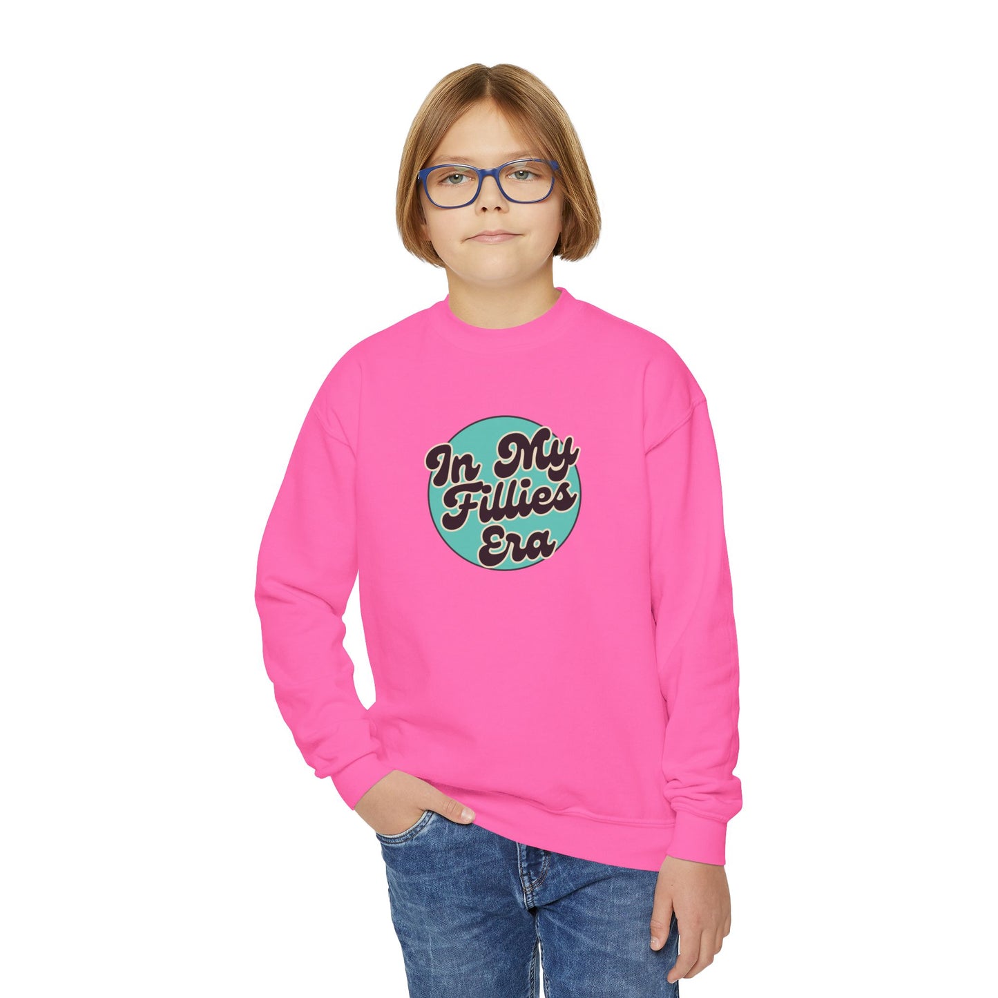 Light Green In My Fillies Era Youth Crewneck Sweatshirt