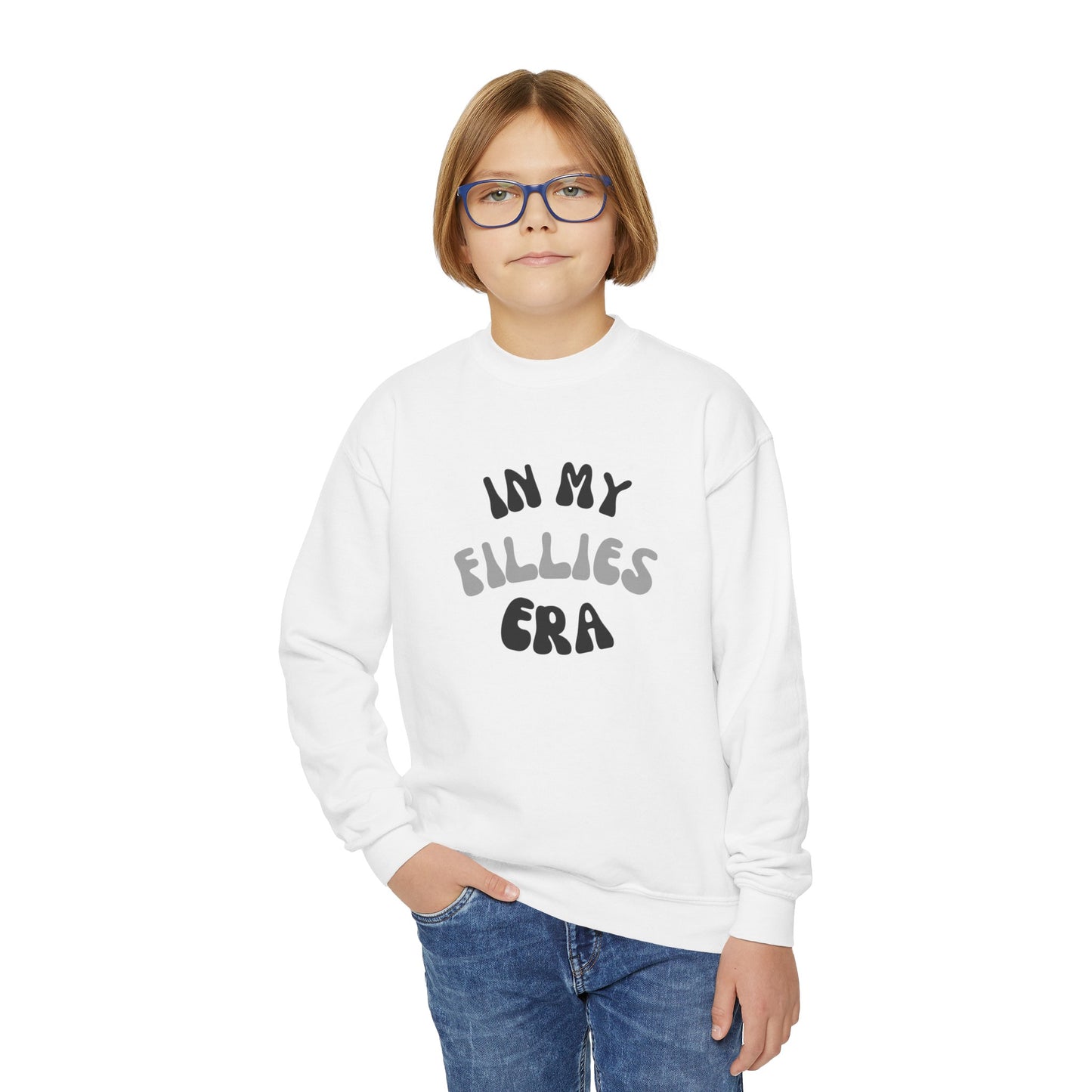 Black In My Fillies Era Youth Crewneck Sweatshirt