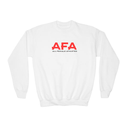 Red All Female Athletes Youth Crewneck Sweatshirt