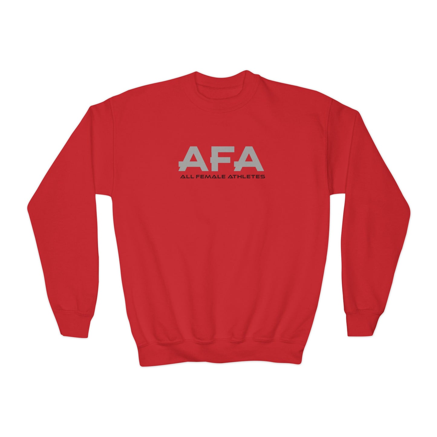 Red All Female Athletes Youth Crewneck Sweatshirt