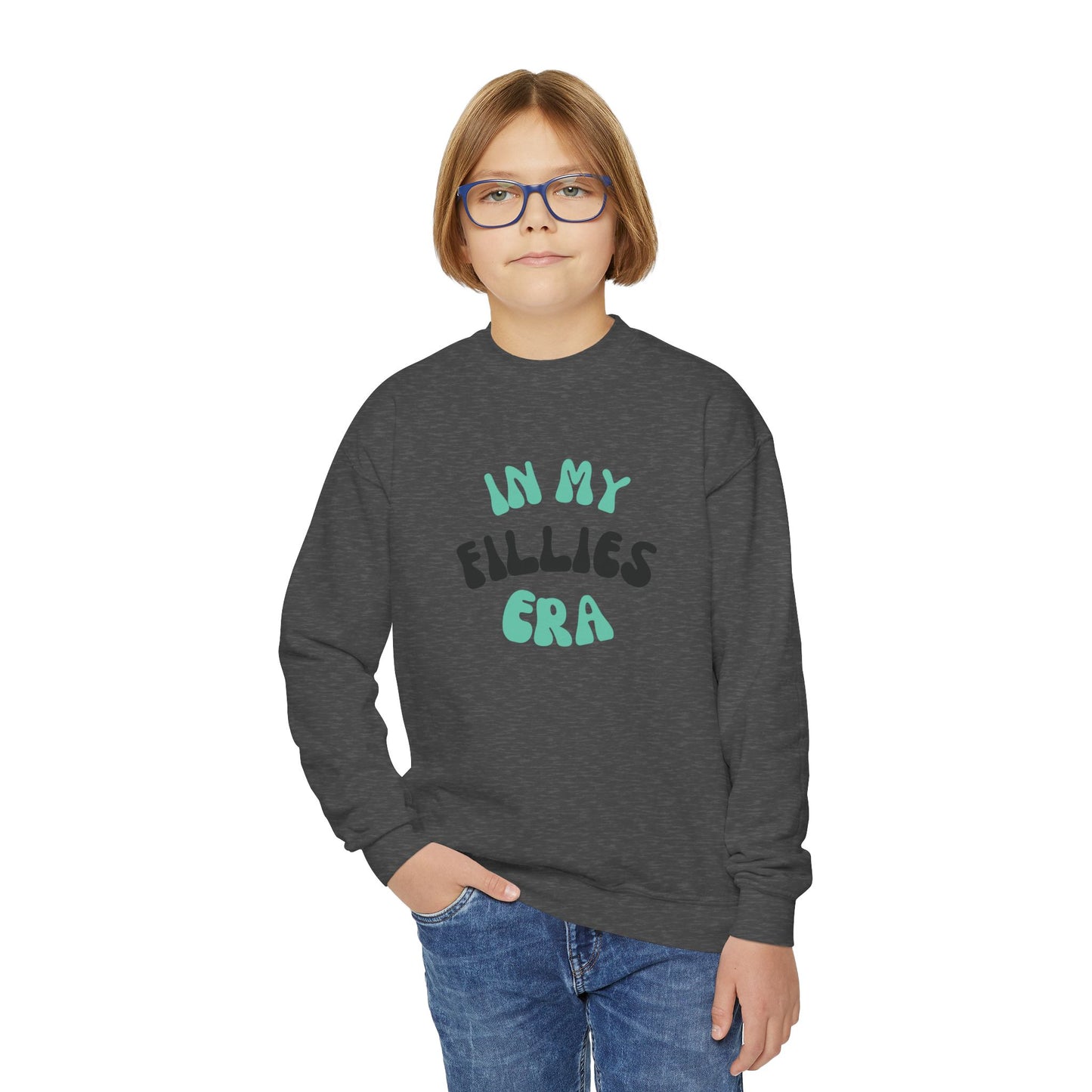 Light Green In My Fillies Era Youth Crewneck Sweatshirt