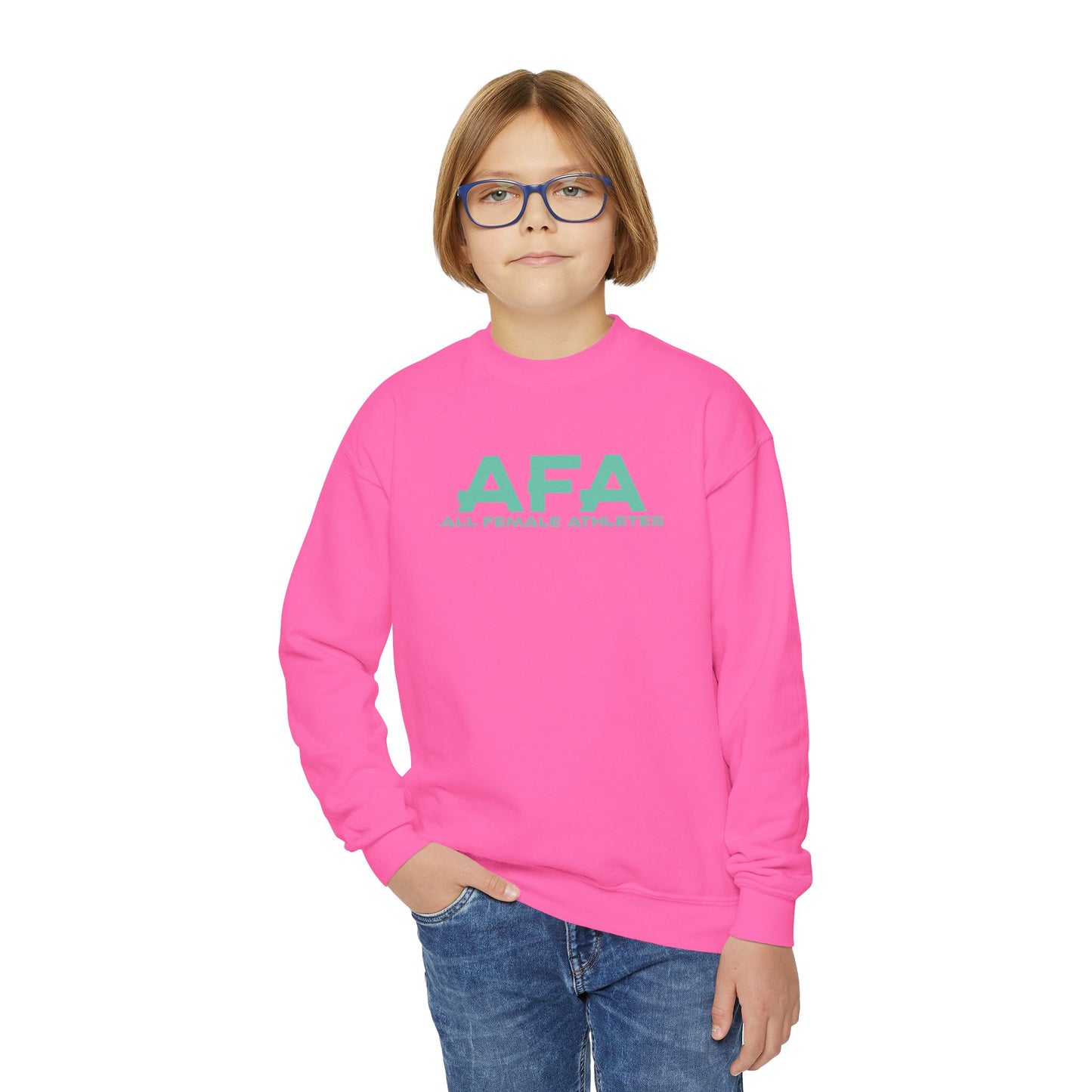 Light Green All Female Athletes Youth Crewneck Sweatshirt