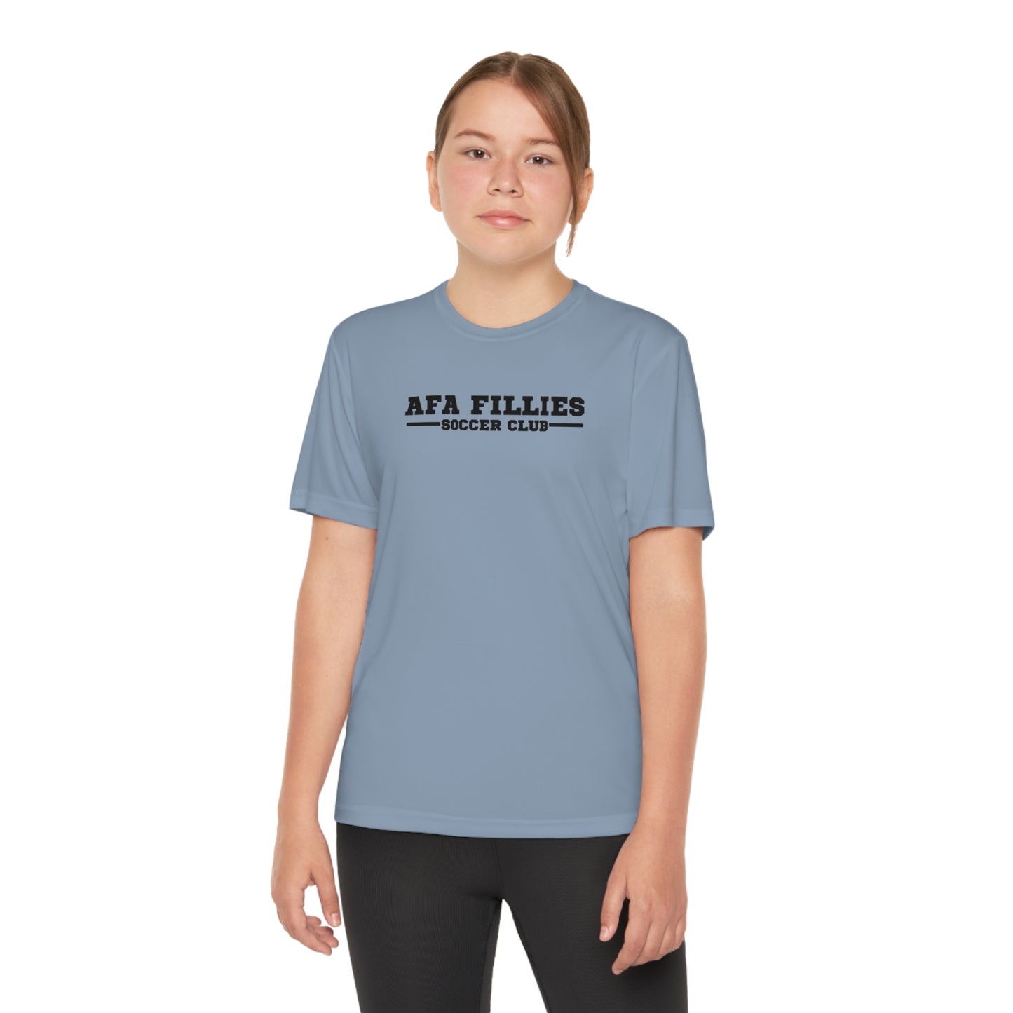 White AFA Fillies Youth Breathable PerformanceTee