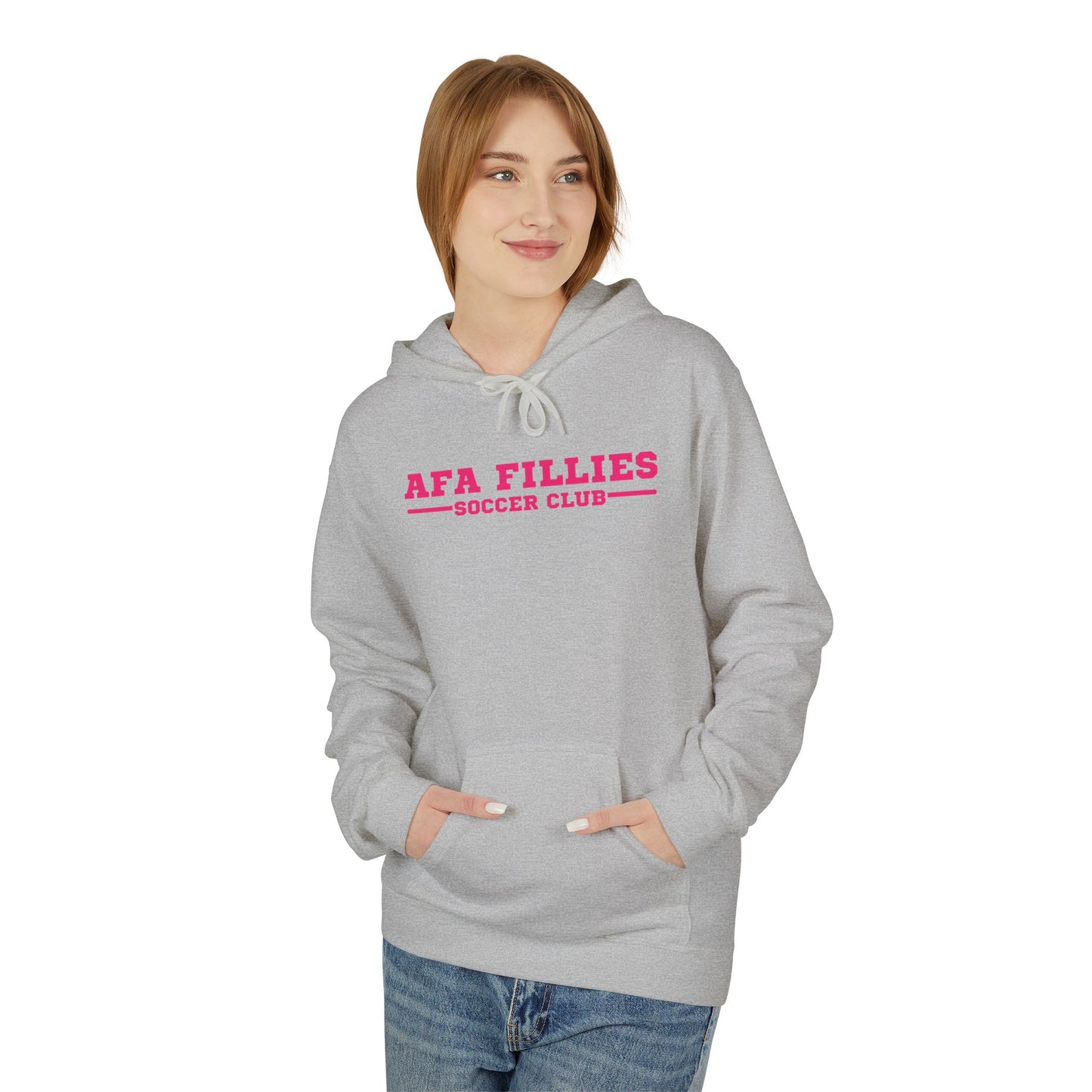 AFA Fillies Pink Logo Soccer Club Unisex Midweight Fleece Hoodie