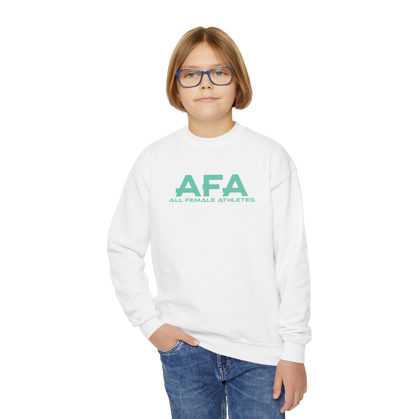 Light Green All Female Athletes Youth Crewneck Sweatshirt