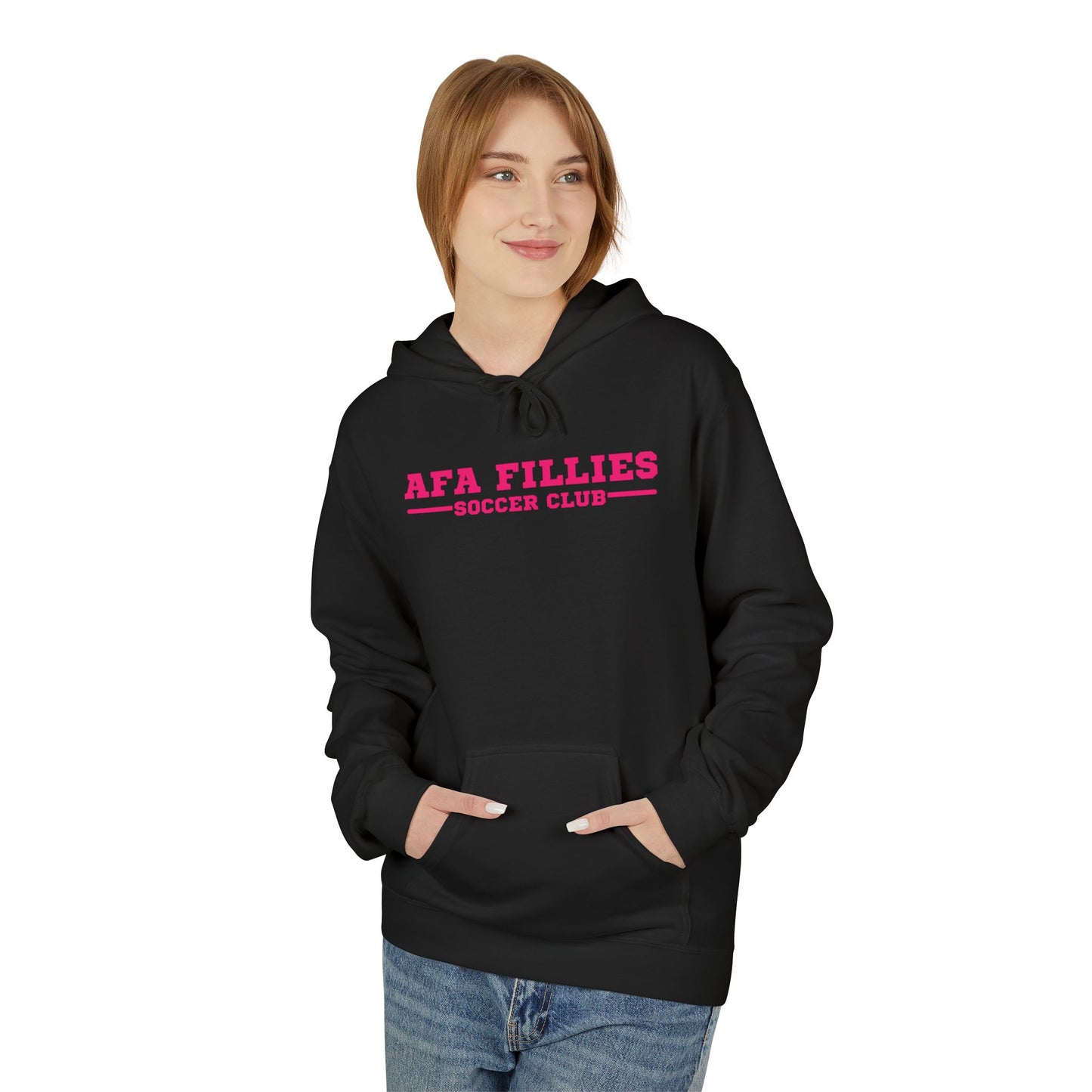 AFA Fillies Pink Logo Soccer Club Unisex Midweight Fleece Hoodie