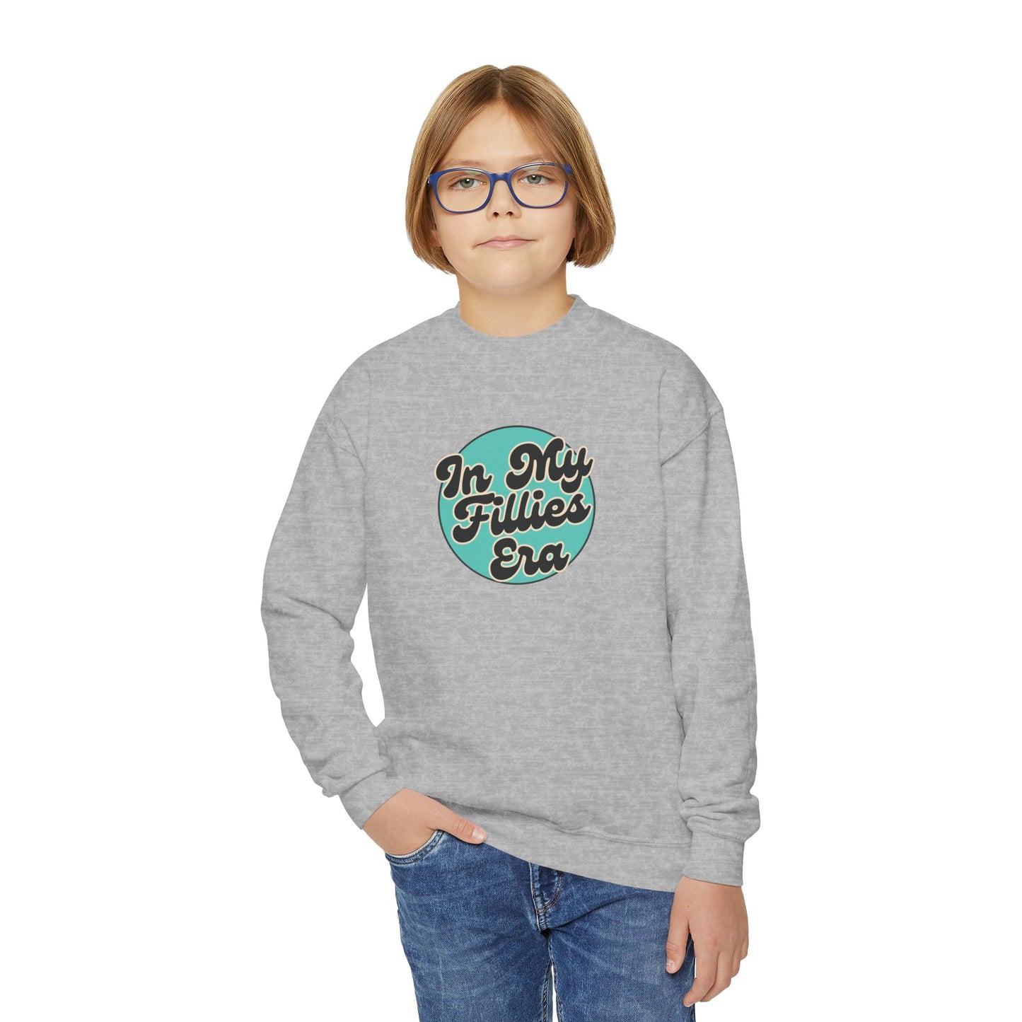 Light Green In My Fillies Era Youth Crewneck Sweatshirt