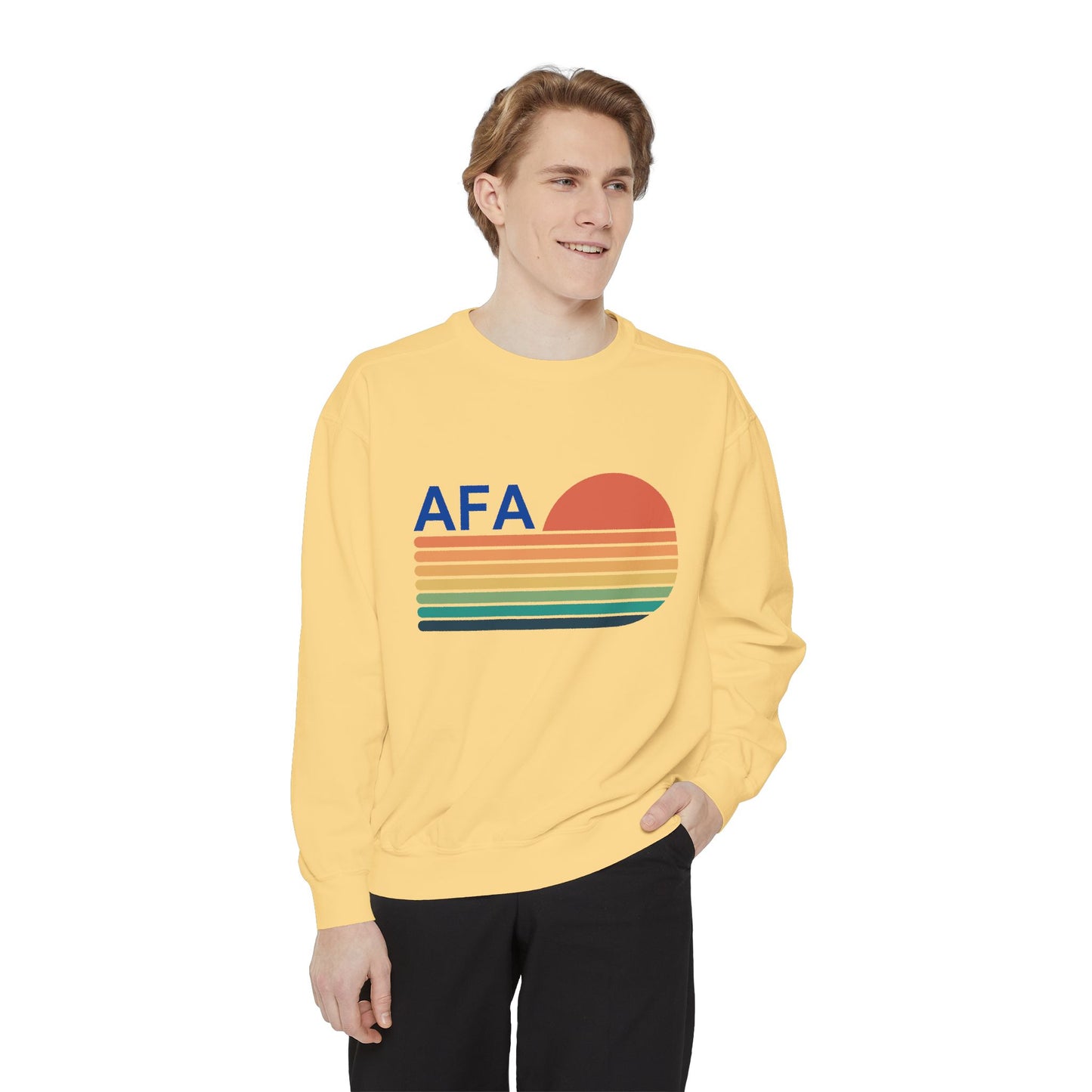 Retro Sunset Gradient Aviator Unisex Sweatshirt with 'AFA' Design