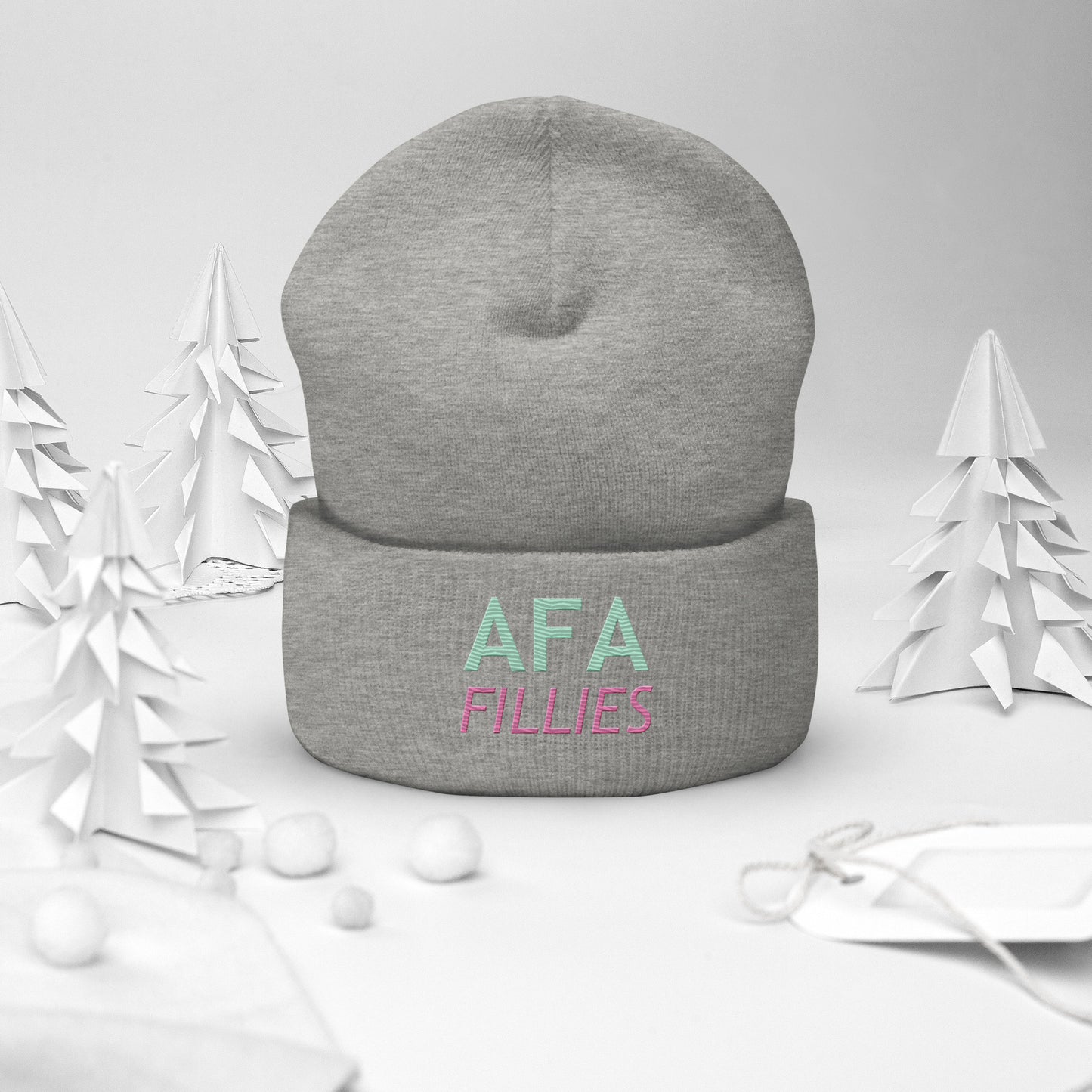 Light Green/Pink AFA Fillies Cuffed Beanie