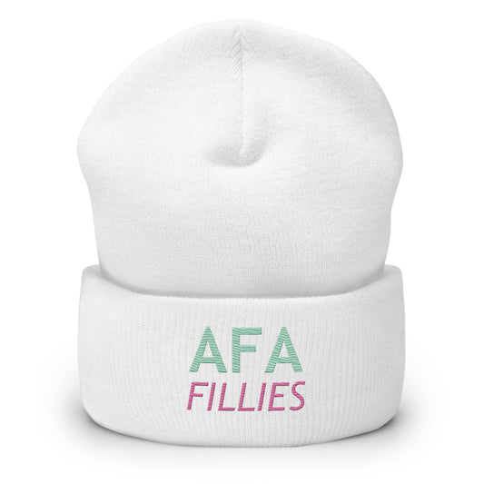 Light Green/Pink AFA Fillies Cuffed Beanie