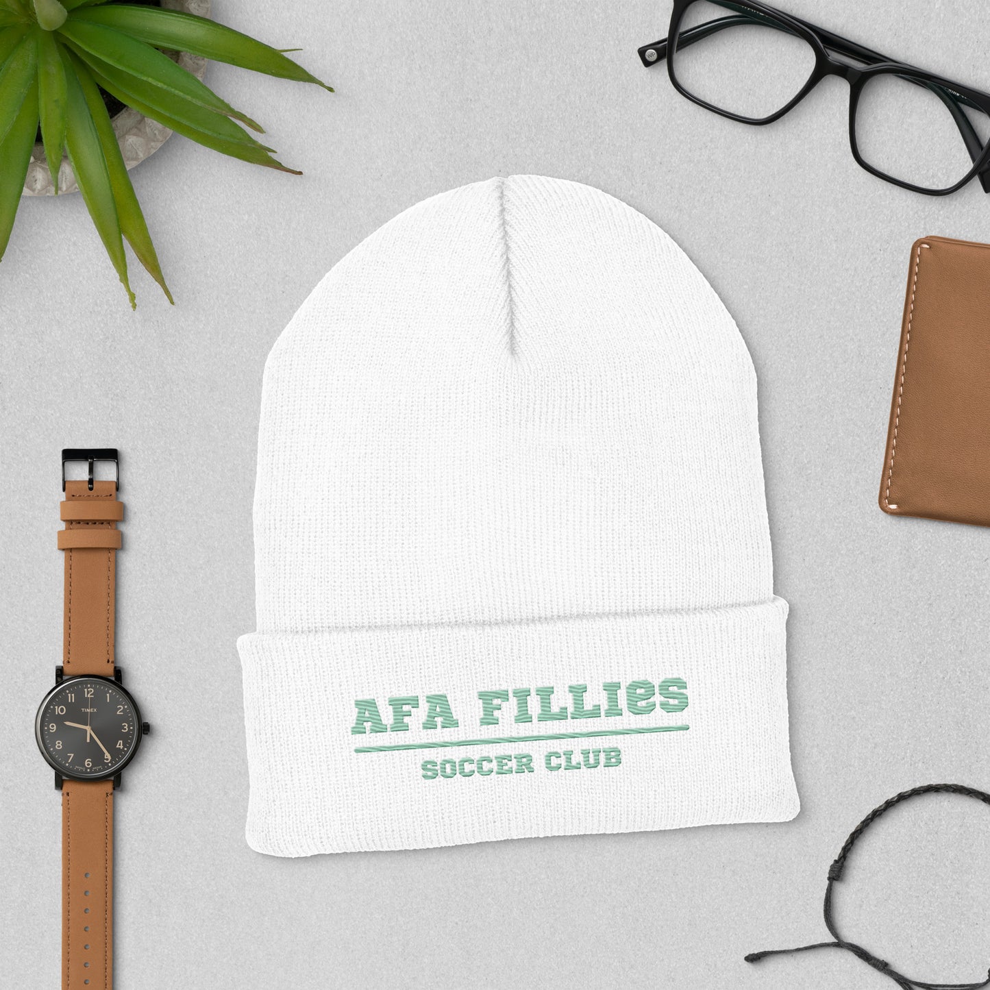 Light Green AFA Soccer Cuffed Beanie